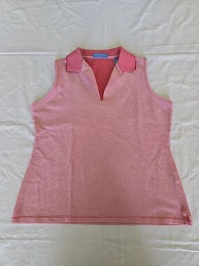 Fairway & Greene Pink Sleeveless Polo Tank with Contrast Collar